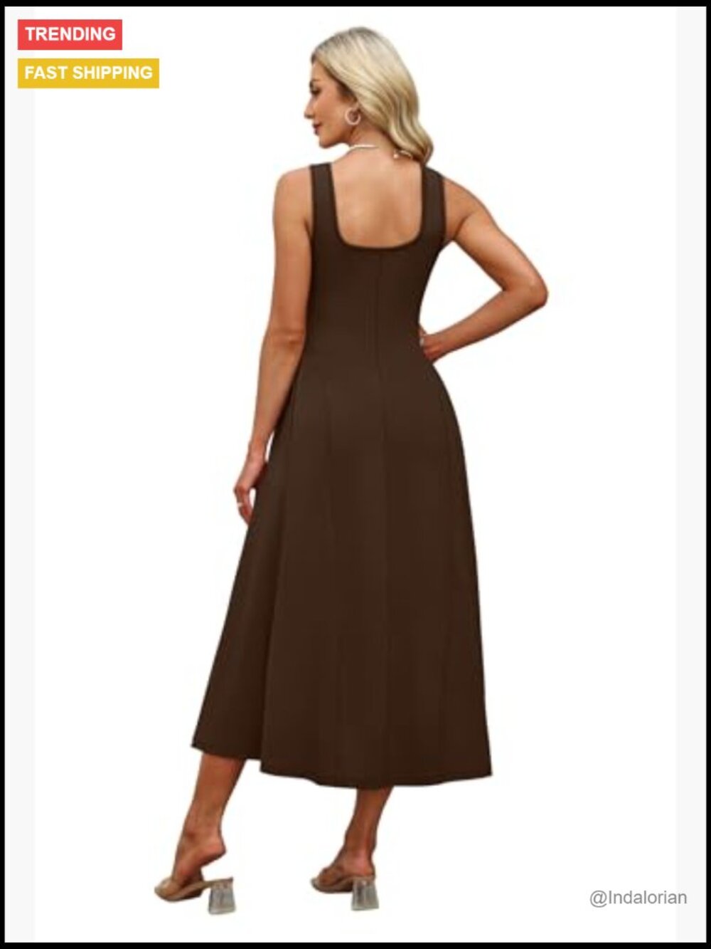 Square Neck Corset A-Line Maxi Dress with Ruffle Ruched Waist - Picture 5 of 7